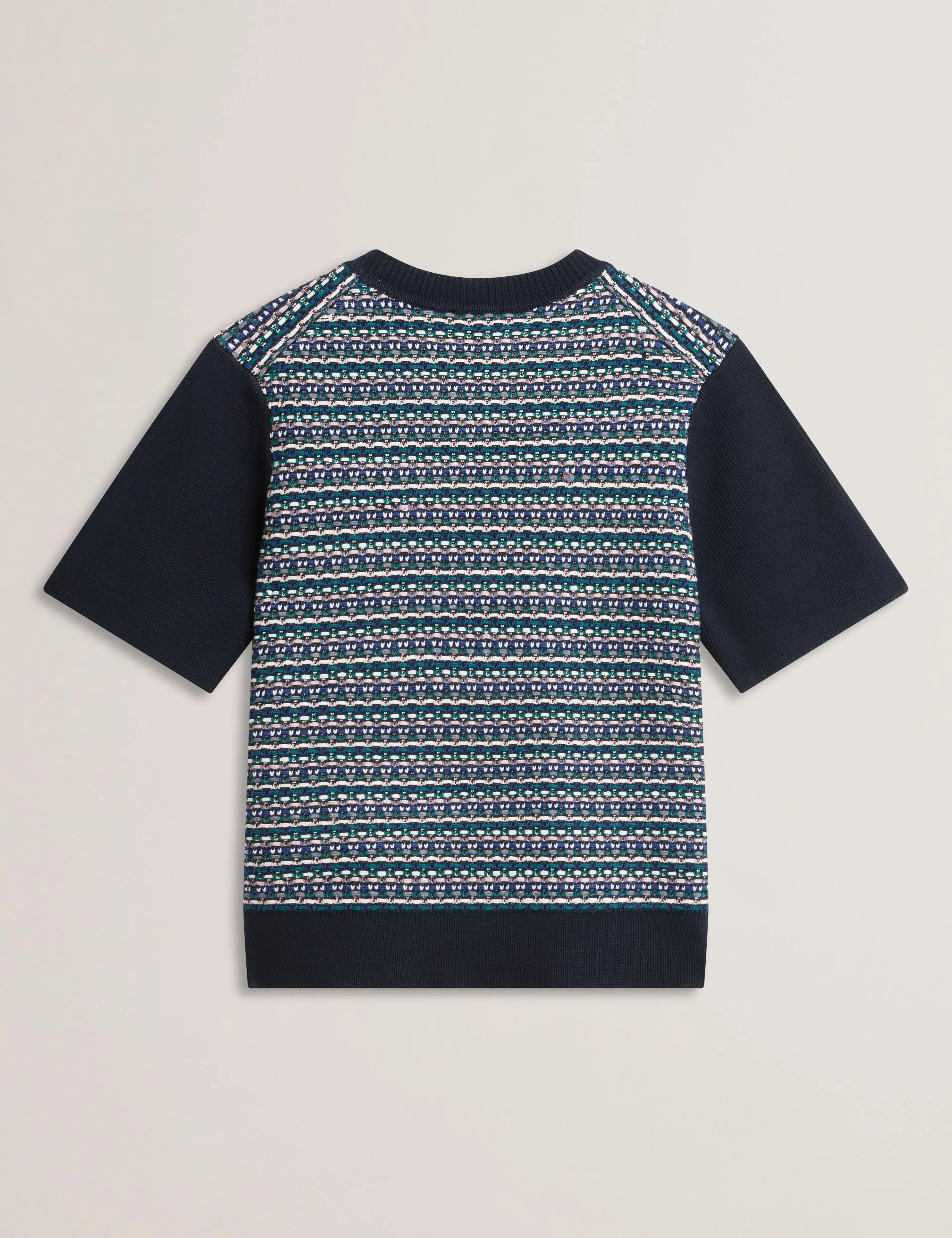 Katlaa Interest Knit Short Sleeve Tee Navy