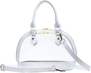 KKXIU Elegant Clear Crossbody Satchel Purse and Handbag Stadium Approved Vegan Leather Concert Bag for Women and Teen Girls