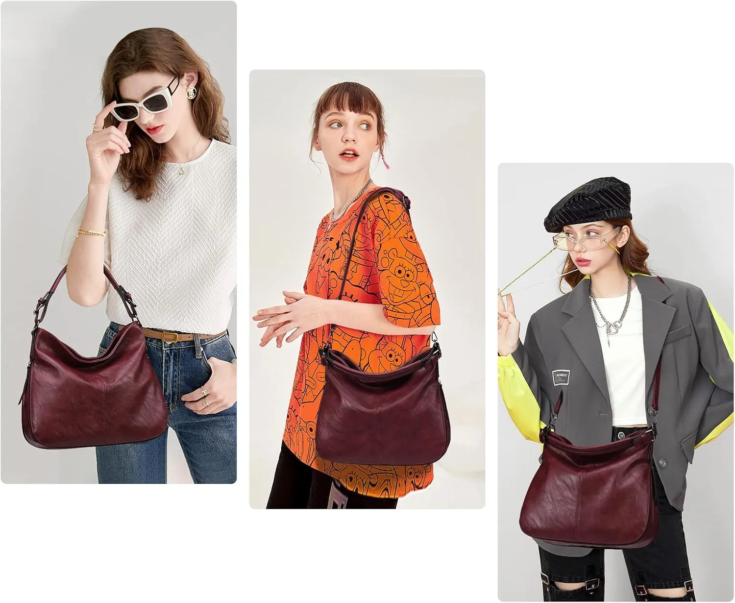KL928 Large Purses for Women PU Leather Shoulder Handbag Crossbody Hobo Bags Ladies Tote Bags with Adjustable Shoulder Strap