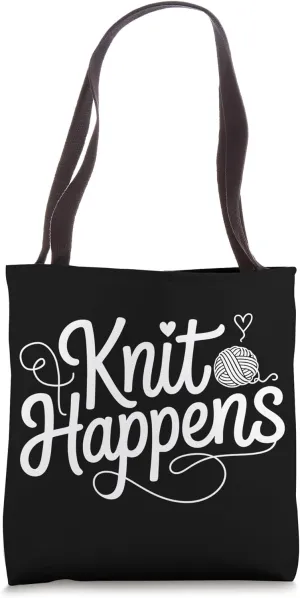 Knit Happens Funny Knitting Tote Bag