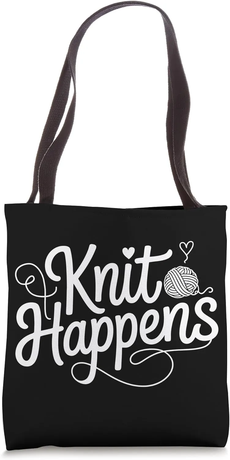 Knit Happens Funny Knitting Tote Bag