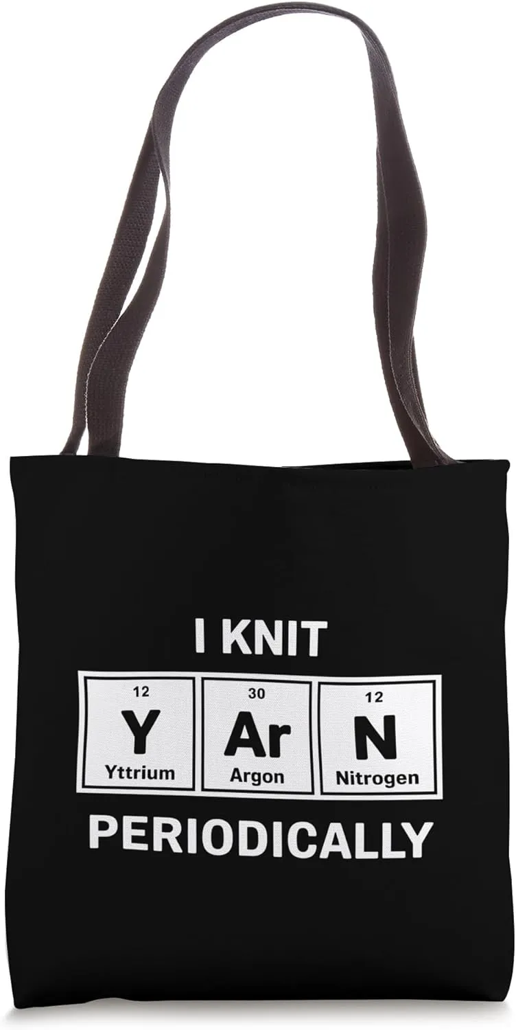 Knitting Periodically Funny Knit Yarn Argon Yttrium Nitrogen Tote Bag