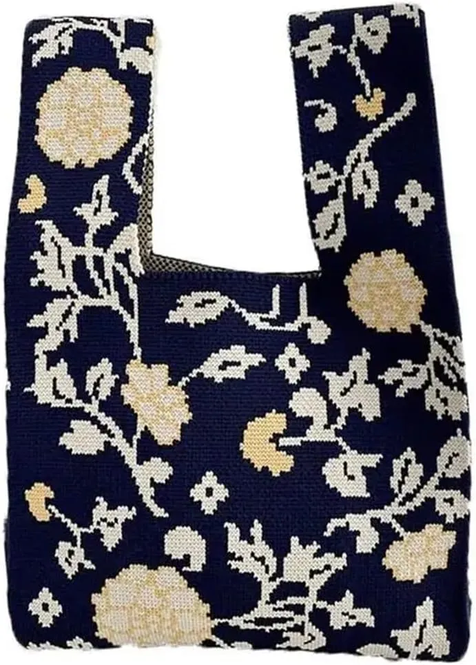 Knot Wrist Bag Mini Women Girls Shoulder Bag Tote Bag Knot Wrist Bag Handmade Knit Handbag