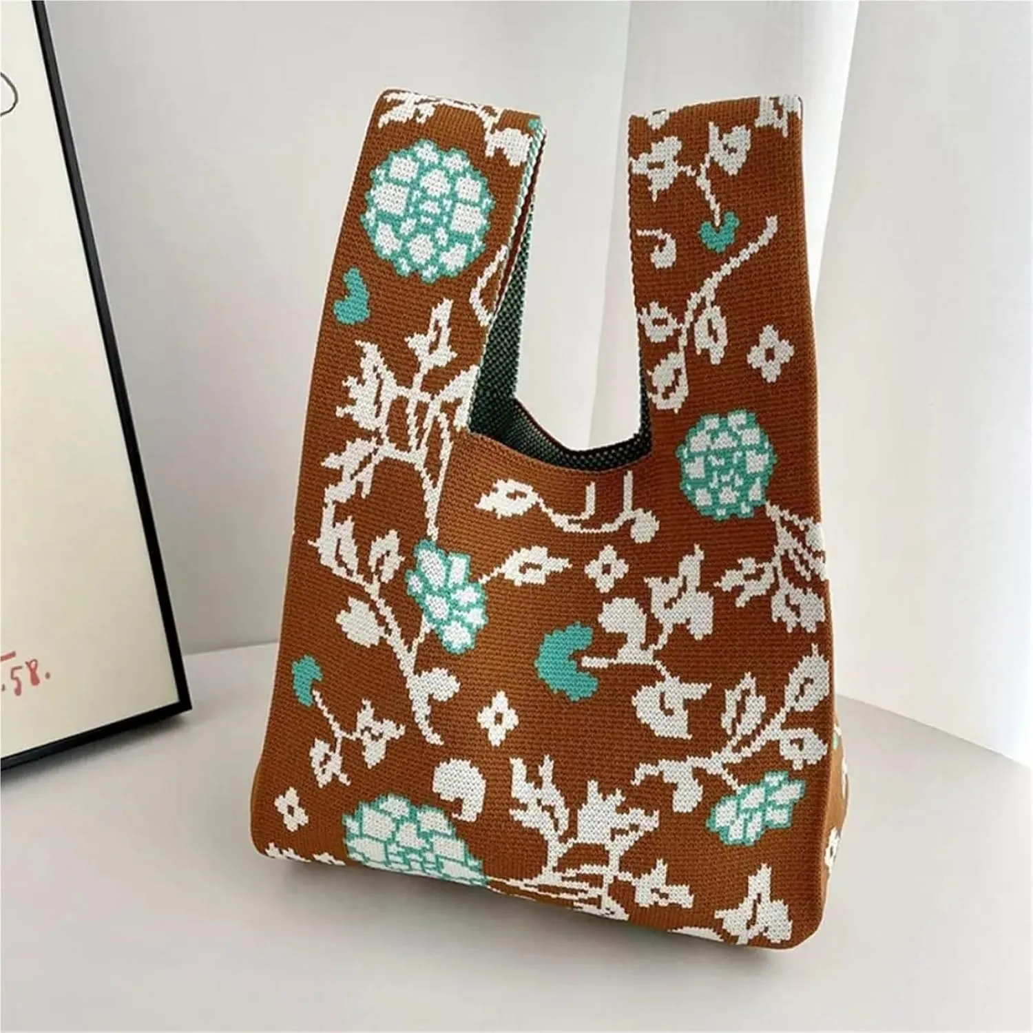 Knot Wrist Bag Mini Women Girls Shoulder Bag Tote Bag Knot Wrist Bag Handmade Knit Handbag