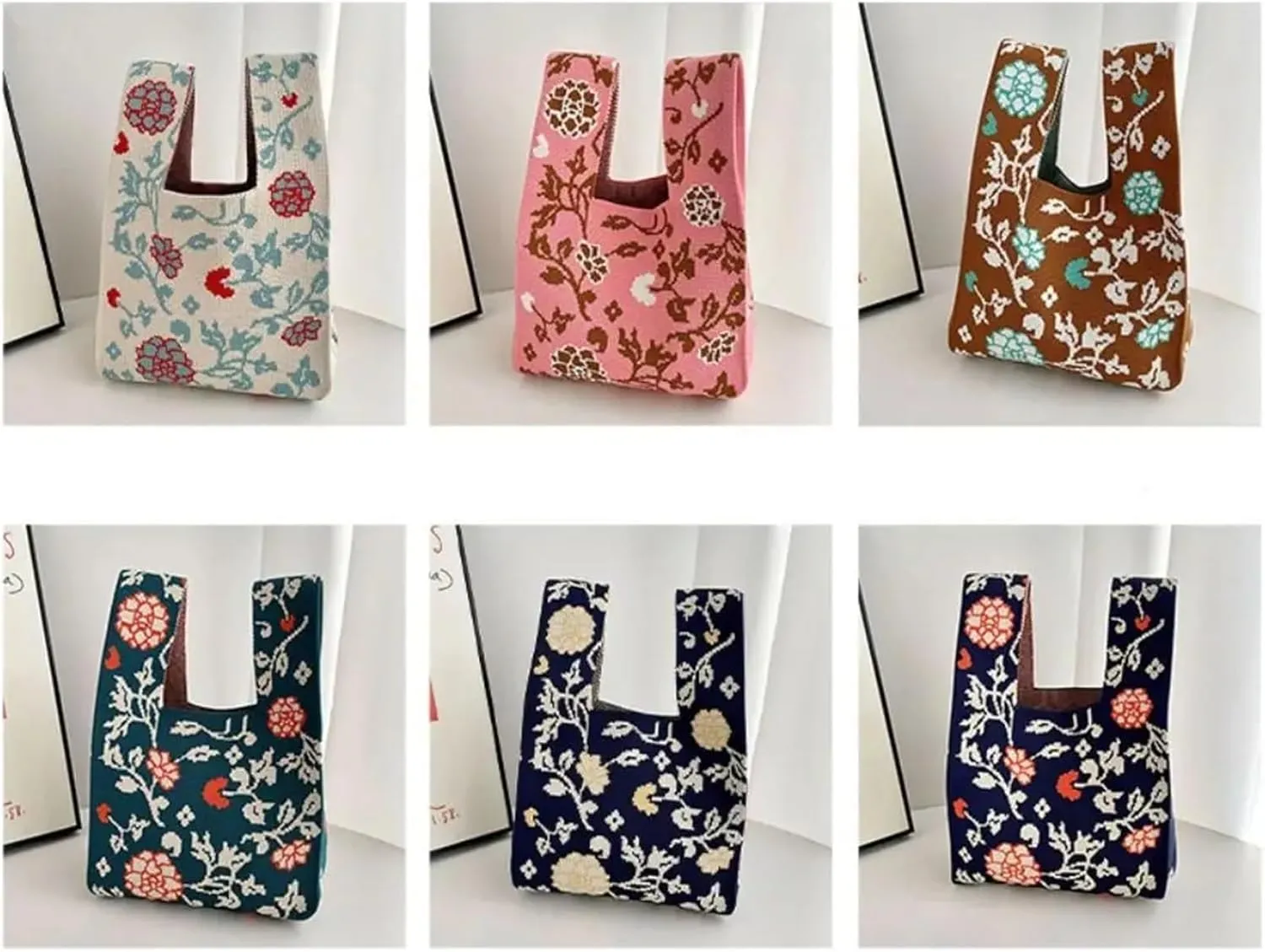 Knot Wrist Bag Mini Women Girls Shoulder Bag Tote Bag Knot Wrist Bag Handmade Knit Handbag