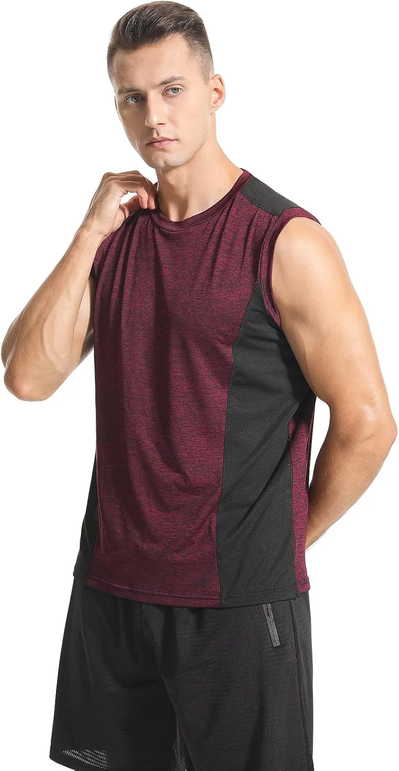Knuffnee 4 Pack Men's Workout Tank Tops Athletic Gym Muscle Tank Tops Quick Dry Sleeveless T-Shirts