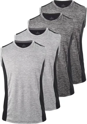 Knuffnee 4 Pack Men's Workout Tank Tops Athletic Gym Muscle Tank Tops Quick Dry Sleeveless T-Shirts
