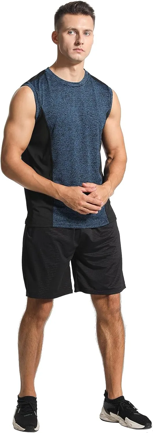 Knuffnee 4 Pack Men's Workout Tank Tops Athletic Gym Muscle Tank Tops Quick Dry Sleeveless T-Shirts