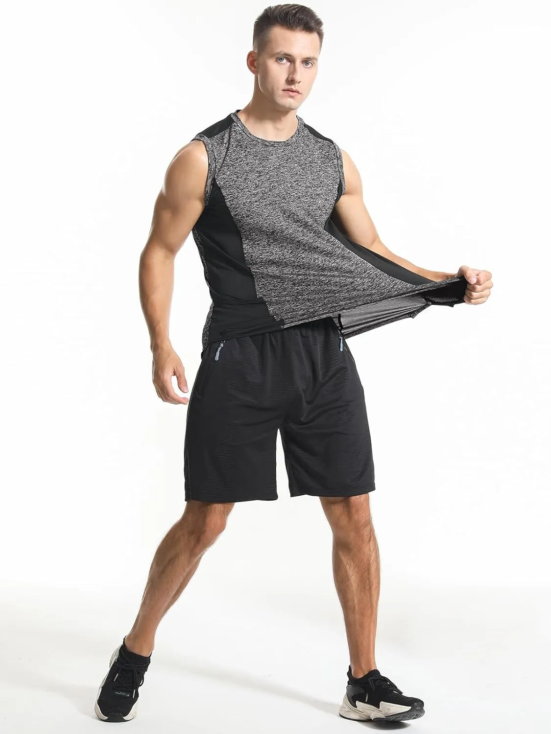 Knuffnee 4 Pack Men's Workout Tank Tops Athletic Gym Muscle Tank Tops Quick Dry Sleeveless T-Shirts