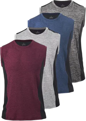 Knuffnee 4 Pack Men's Workout Tank Tops Athletic Gym Muscle Tank Tops Quick Dry Sleeveless T-Shirts