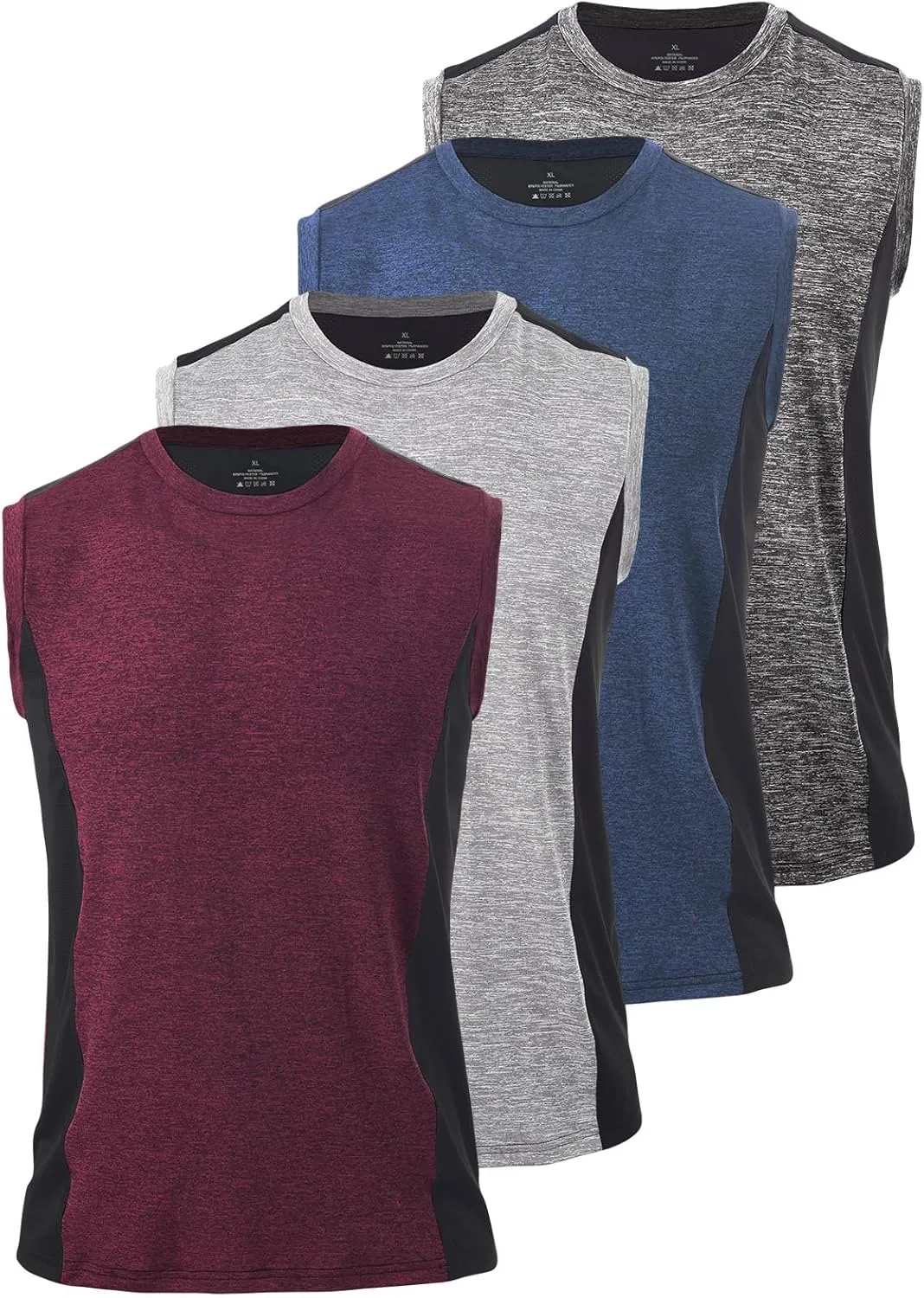 Knuffnee 4 Pack Men's Workout Tank Tops Athletic Gym Muscle Tank Tops Quick Dry Sleeveless T-Shirts
