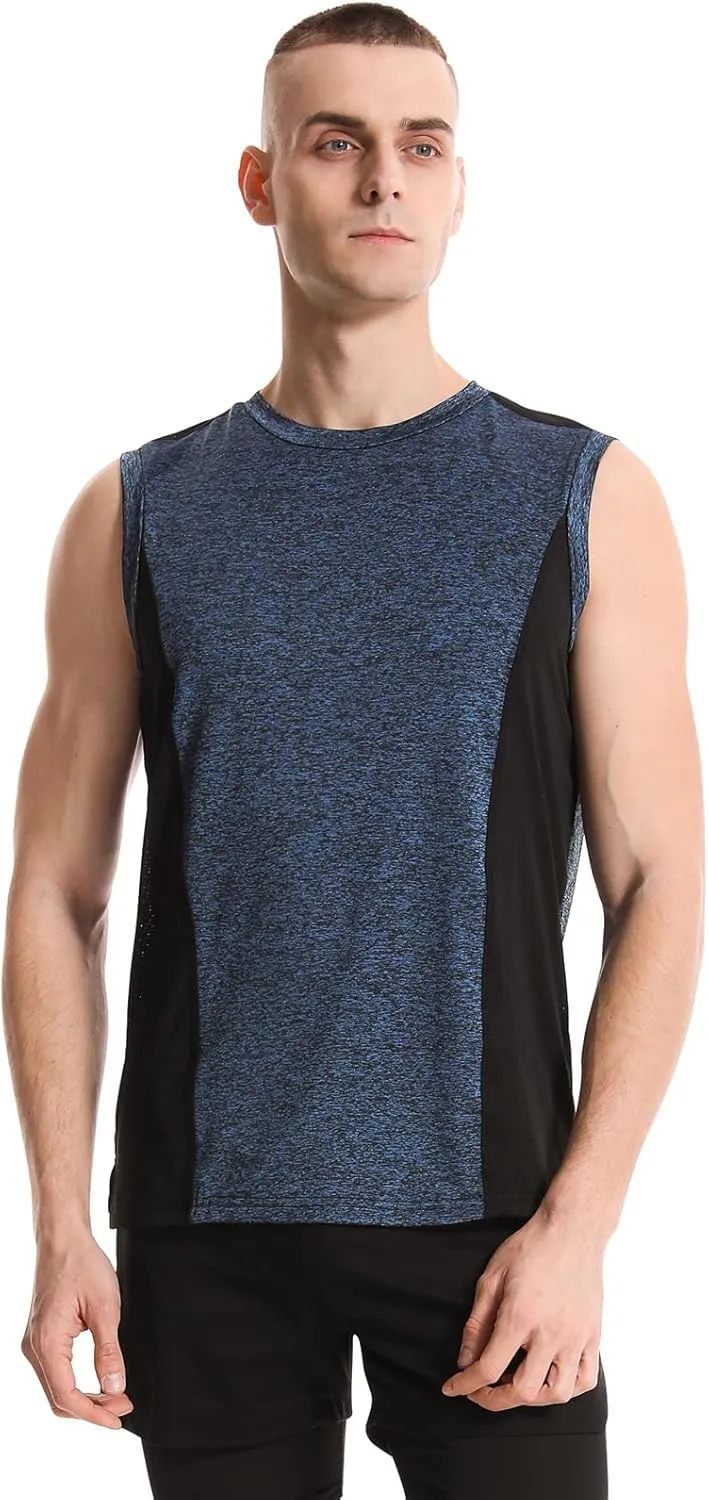 Knuffnee 4 Pack Men's Workout Tank Tops Athletic Gym Muscle Tank Tops Quick Dry Sleeveless T-Shirts