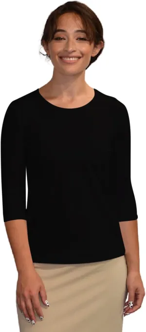 Kosher Casual High Neck Layering Top for Women Quarter Sleeve Slim Fit Tee