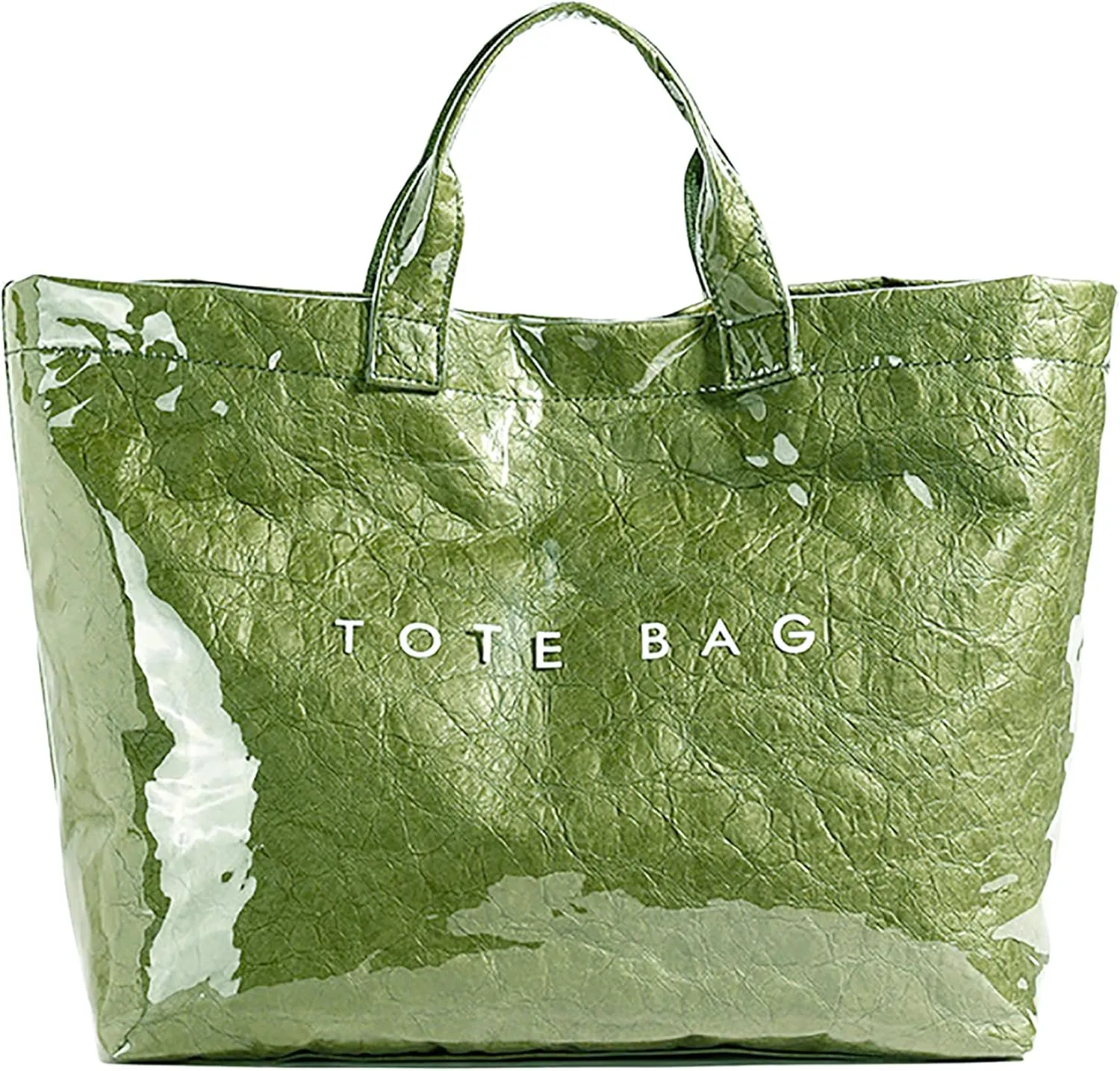 Kraft Paper Tote Bags with PVC Surface for Women Top-handle Bag Vintage Clear Purses Handbag Satchel
