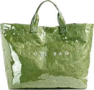 Kraft Paper Tote Bags with PVC Surface for Women Top-handle Bag Vintage Clear Purses Handbag Satchel