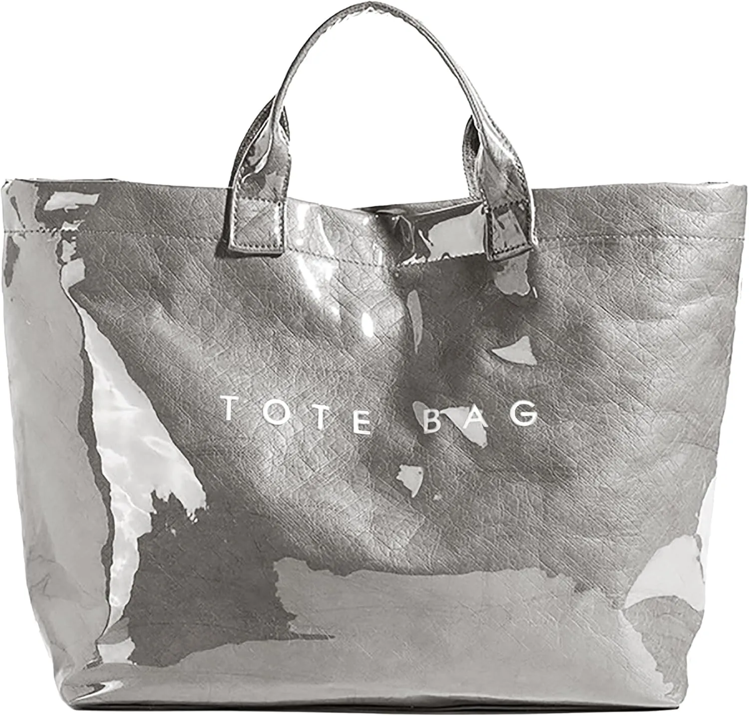 Kraft Paper Tote Bags with PVC Surface for Women Top-handle Bag Vintage Clear Purses Handbag Satchel