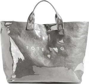 Kraft Paper Tote Bags with PVC Surface for Women Top-handle Bag Vintage Clear Purses Handbag Satchel