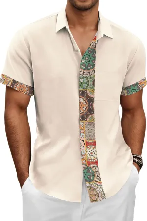 KYKU Hawaiian Shirt for Men: Beach Summer Mens Button Down Short Sleeve Shirt Tropical Vacation Casual Clothes