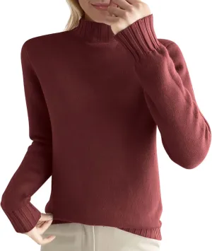 Ladies Fall Sweaters Trendy 2024 Casual Long Sleeve Mock Neck Pullovers Womens Knit Fitted Basic Sweater