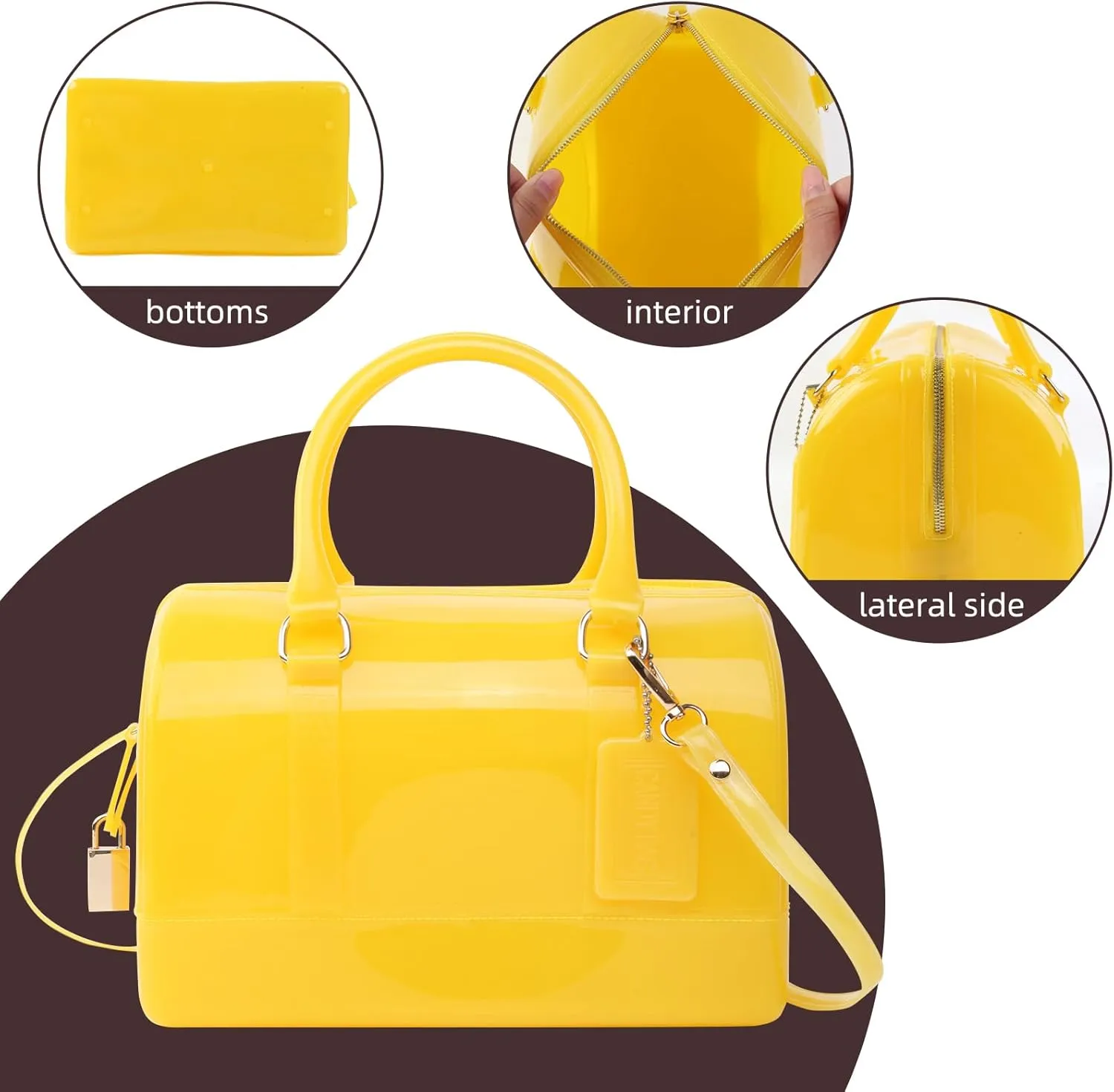 Ladies Summer Jelly Pillow-shaped Top Handle Handbag Candy Color Transparent Crystal Purse