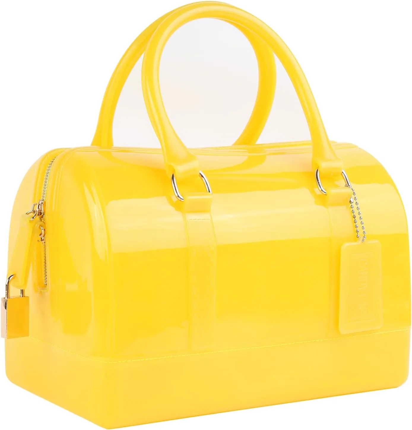 Ladies Summer Jelly Pillow-shaped Top Handle Handbag Candy Color Transparent Crystal Purse