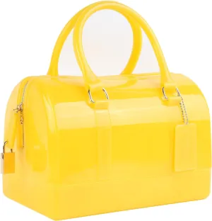 Ladies Summer Jelly Pillow-shaped Top Handle Handbag Candy Color Transparent Crystal Purse