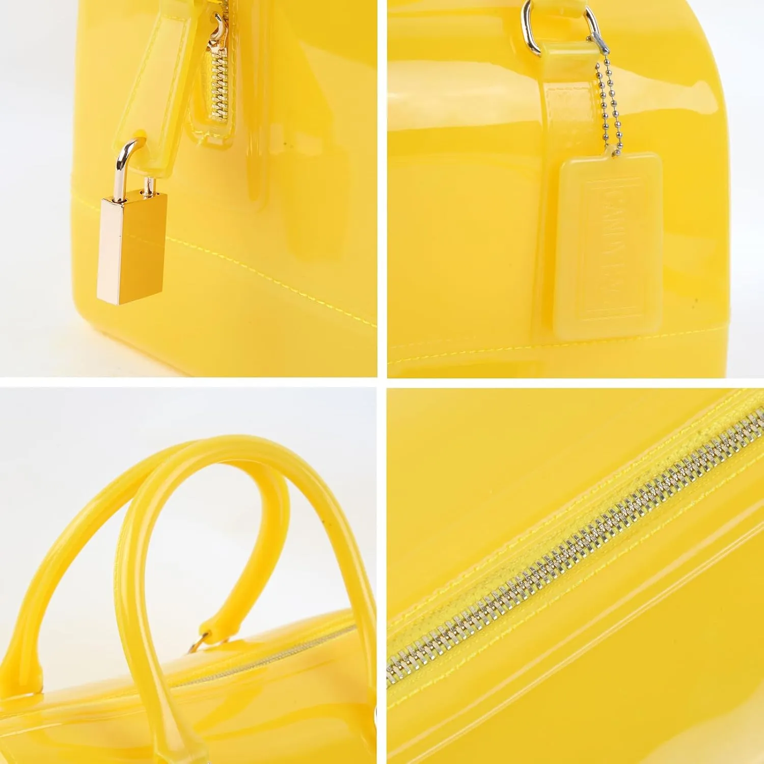 Ladies Summer Jelly Pillow-shaped Top Handle Handbag Candy Color Transparent Crystal Purse