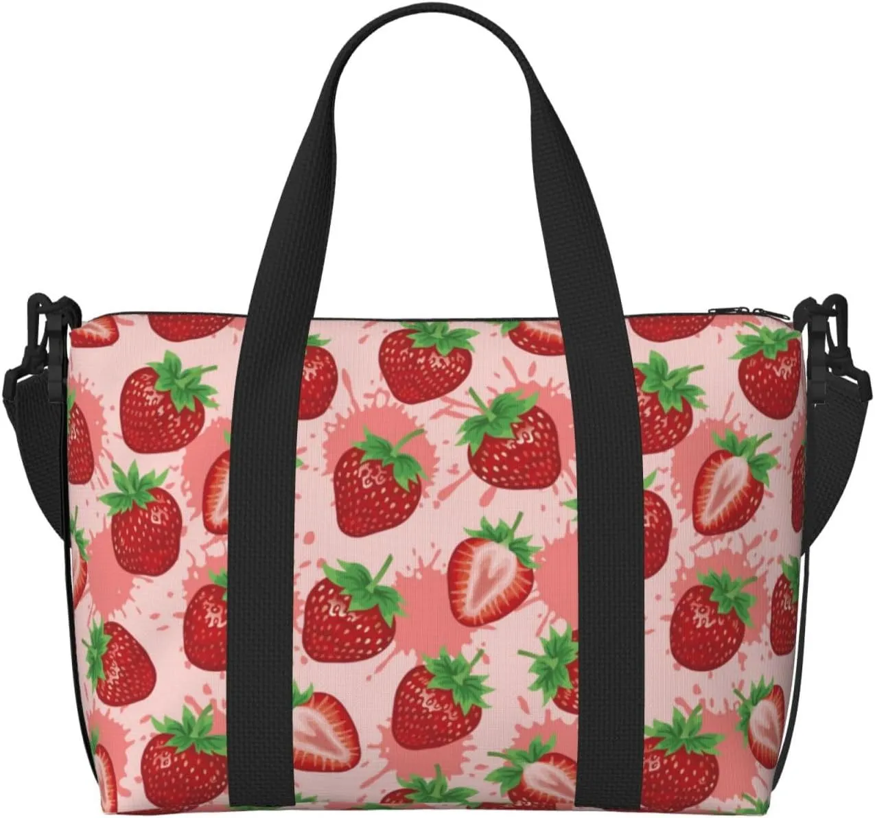 Laptop Tote Bag for Women Work - Cute Strawberry Juice Gym Bag for Women Men, Crossbody Travel Bags for Women Men Carry On, Weekender Bags for Women Travel