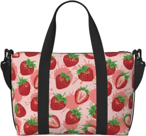 Laptop Tote Bag for Women Work - Cute Strawberry Juice Gym Bag for Women Men, Crossbody Travel Bags for Women Men Carry On, Weekender Bags for Women Travel