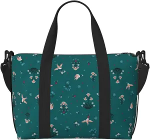 Laptop Tote Bag for Women Work - flower swallow Gym Bag for Women Men, Crossbody Travel Bags for Women Men Carry On, Weekender Bags for Women Travel