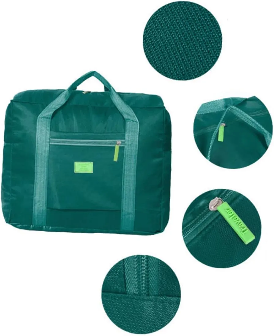 Large Capacity Travel Duffel Bag Lightweight Foldable Luggage Bag Zipper Closure (lake)