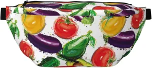 Large Fanny Packs for Women Men Cross Body - Cucumber Tomato Eggplant Travel Crossbody Bags for Women Trendy, Belt Bag for Women Men Crossbody, Waist Bag for Women With Adjustable Strap
