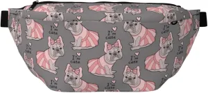 Large Fanny Packs for Women Men Cross Body - Cute French Bulldog Pink Skirt Travel Crossbody Bags for Women Trendy, Belt Bag for Women Men Crossbody, Waist Bag for Women With Adjustable Strap