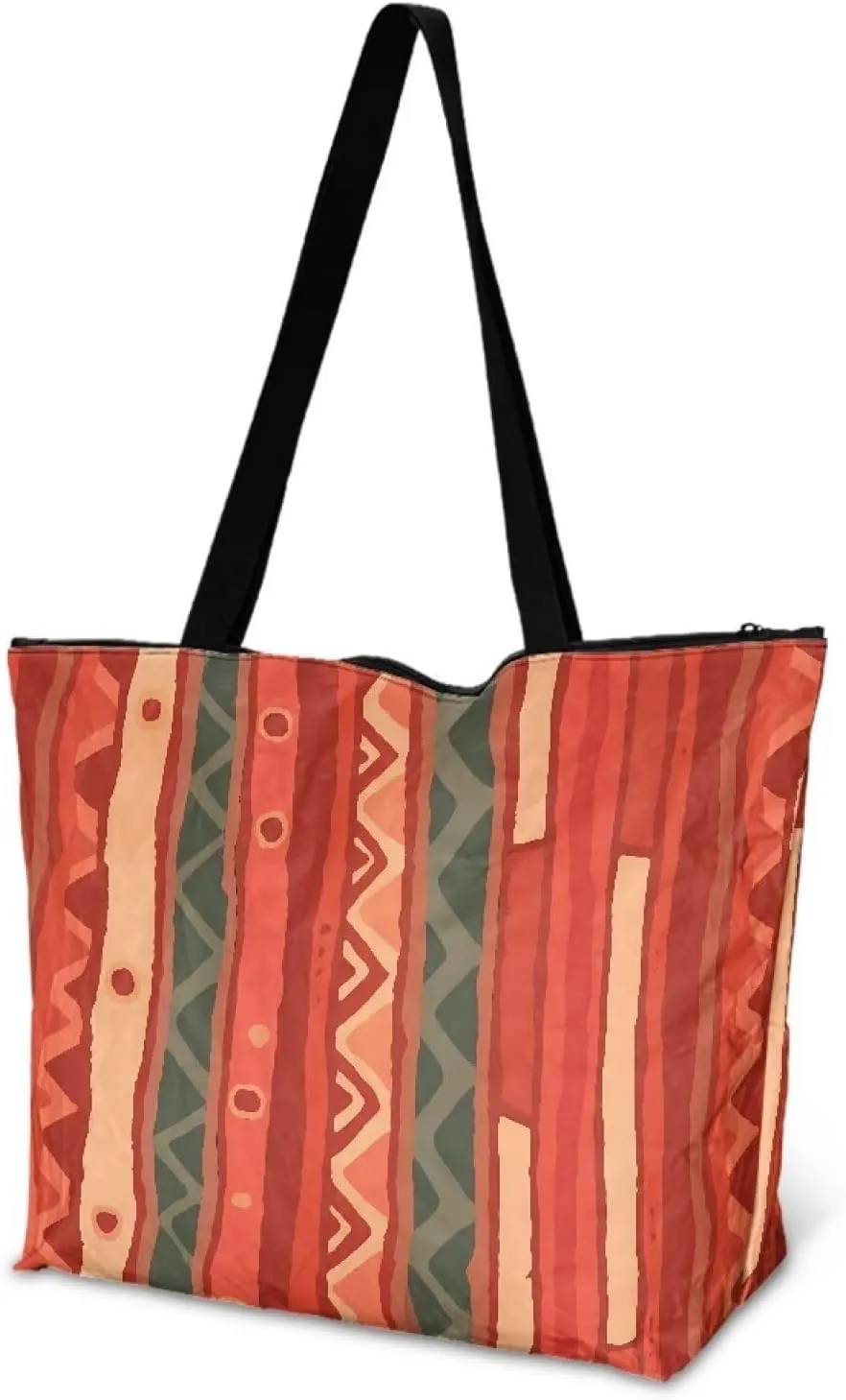 Large Tote Bag for Women African Style Zipper Work Tote Handbag, Ethnic Style Shoulder Bag for Travel,School