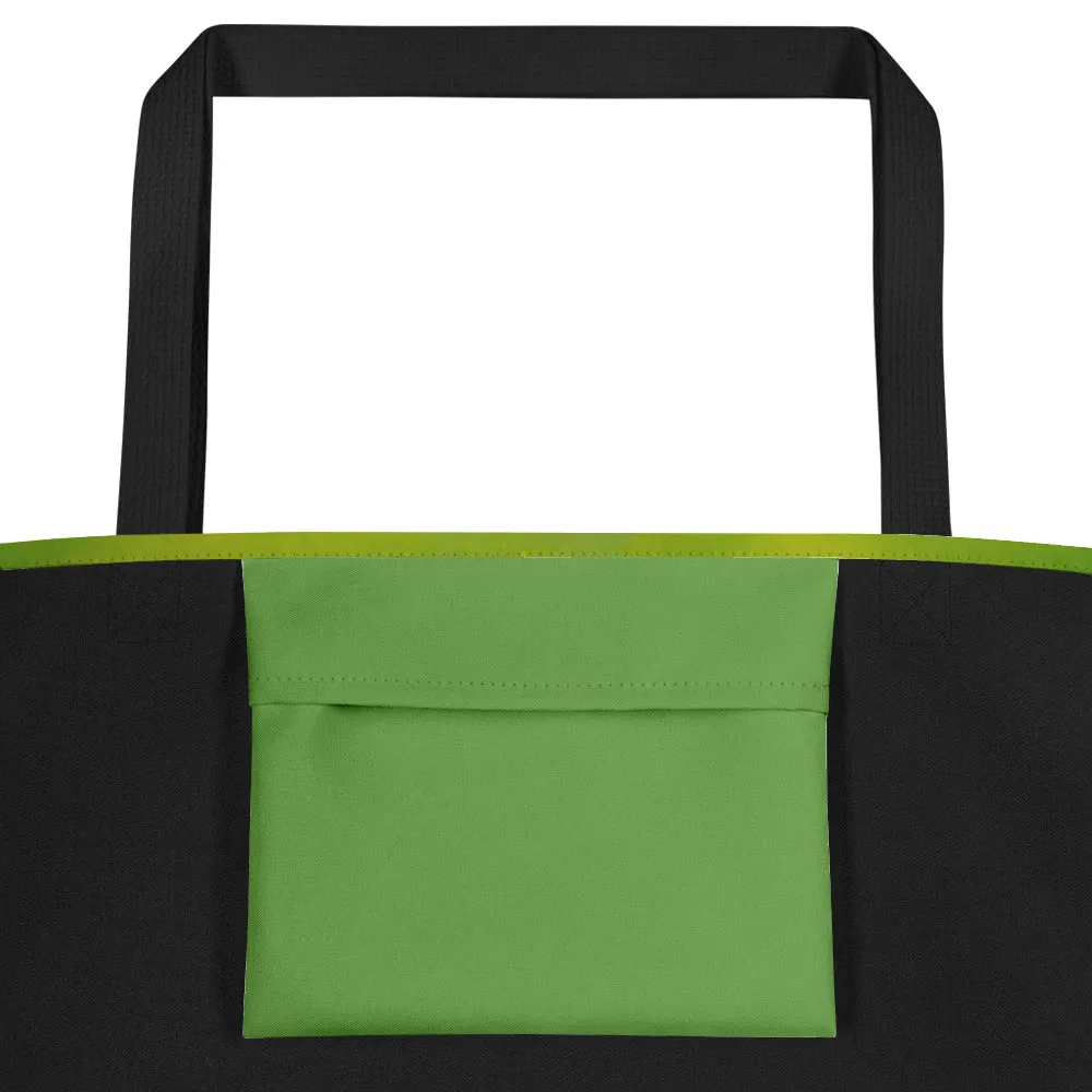 Large Tote Bag With Pocket - Chocolate Lab Dog Portrait, Artwork By Cathy Dement