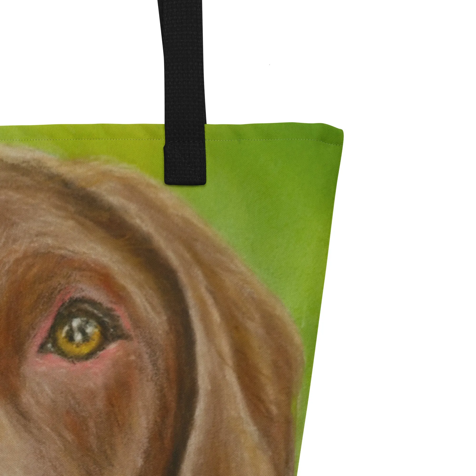 Large Tote Bag With Pocket - Chocolate Lab Dog Portrait, Artwork By Cathy Dement