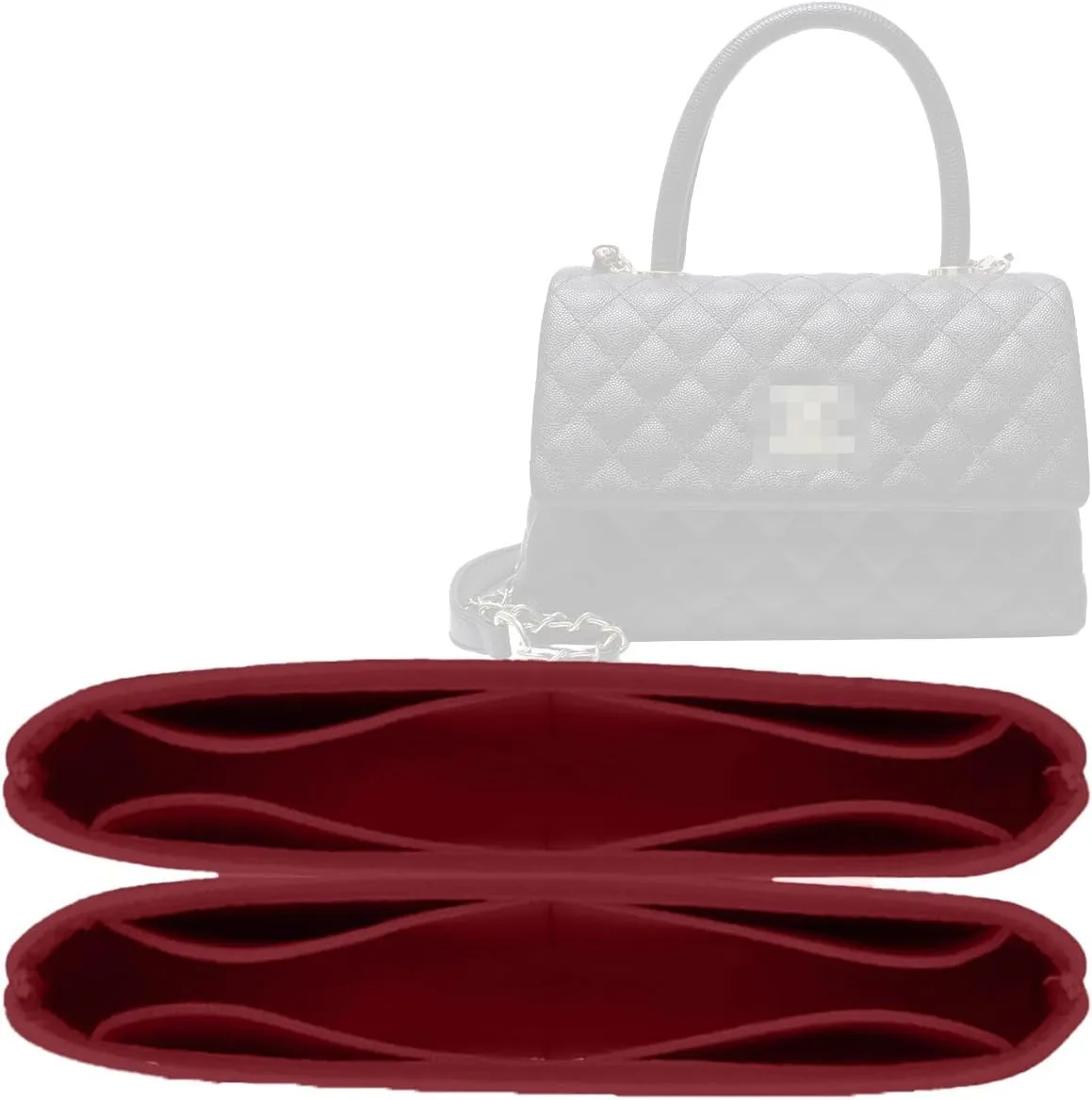 Lckaey bag Organizer Insert For chanel coco Handbag Felt Organizer coco handle insert Y080wine red-L