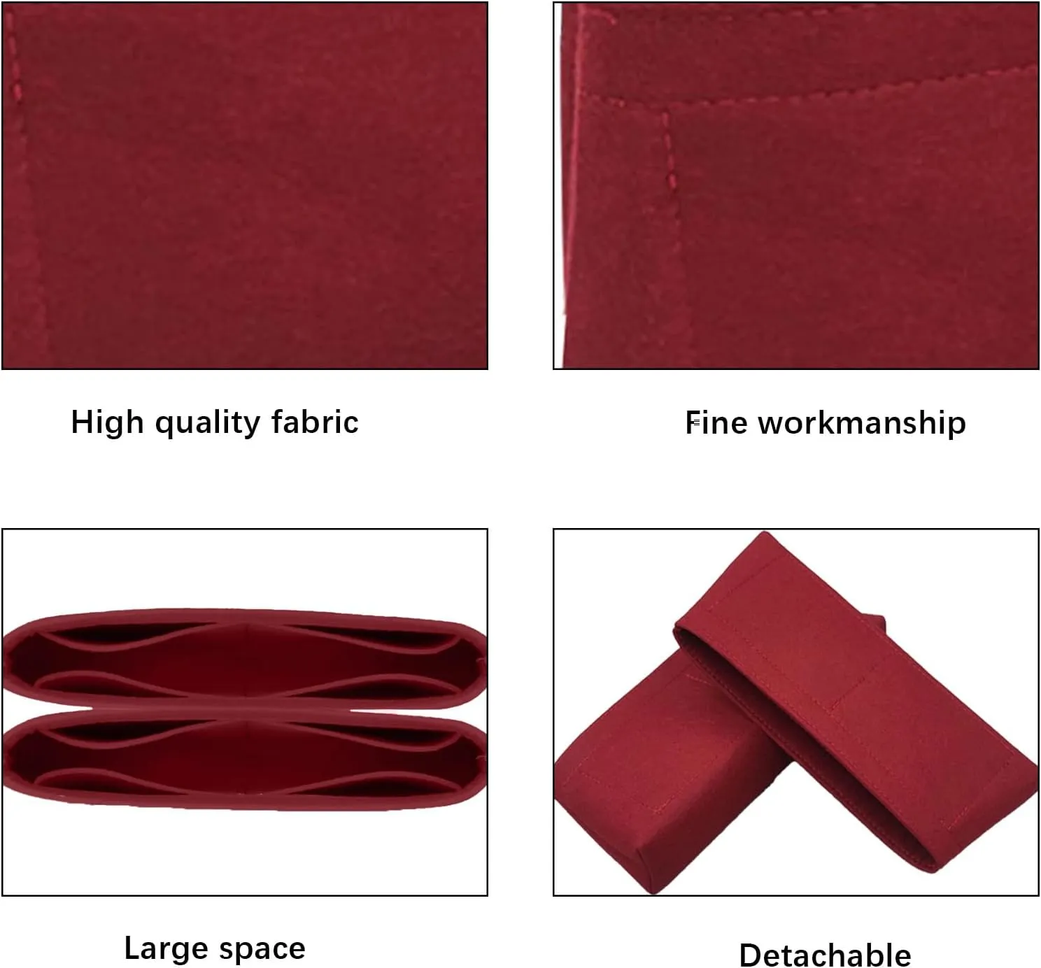Lckaey bag Organizer Insert For chanel coco Handbag Felt Organizer coco handle insert Y080wine red-L