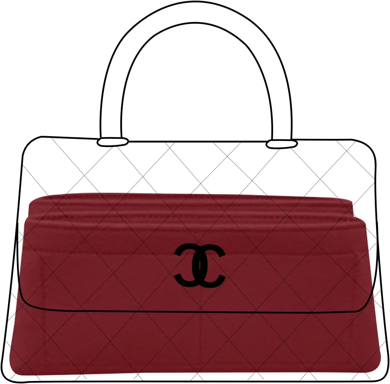 Lckaey bag Organizer Insert For chanel coco Handbag Felt Organizer coco handle insert Y080wine red-L