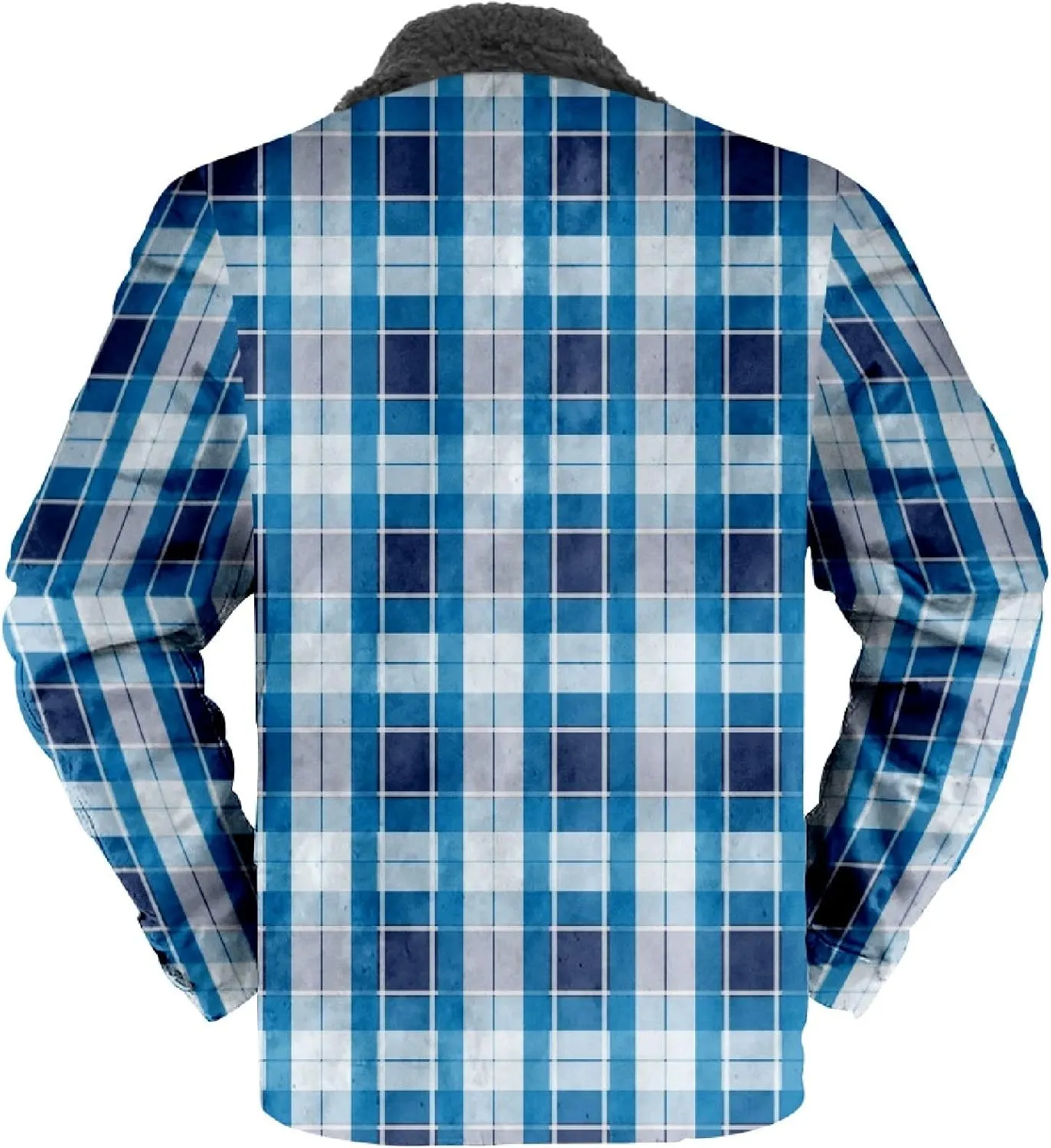 LCMTWX Men's Cotton Plaid Shirts Jacket Print Hooded Zipper Pocket Long Sleeve Shirt Patchwork Jacket Loose Thickened Heavy