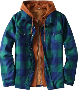 LCMTWX Men's Fleece Lined Flannel Shirt Jacket Button Down Pocket Long Sleeve Shirt Patchwork Jacket Casual Long Sleeve
