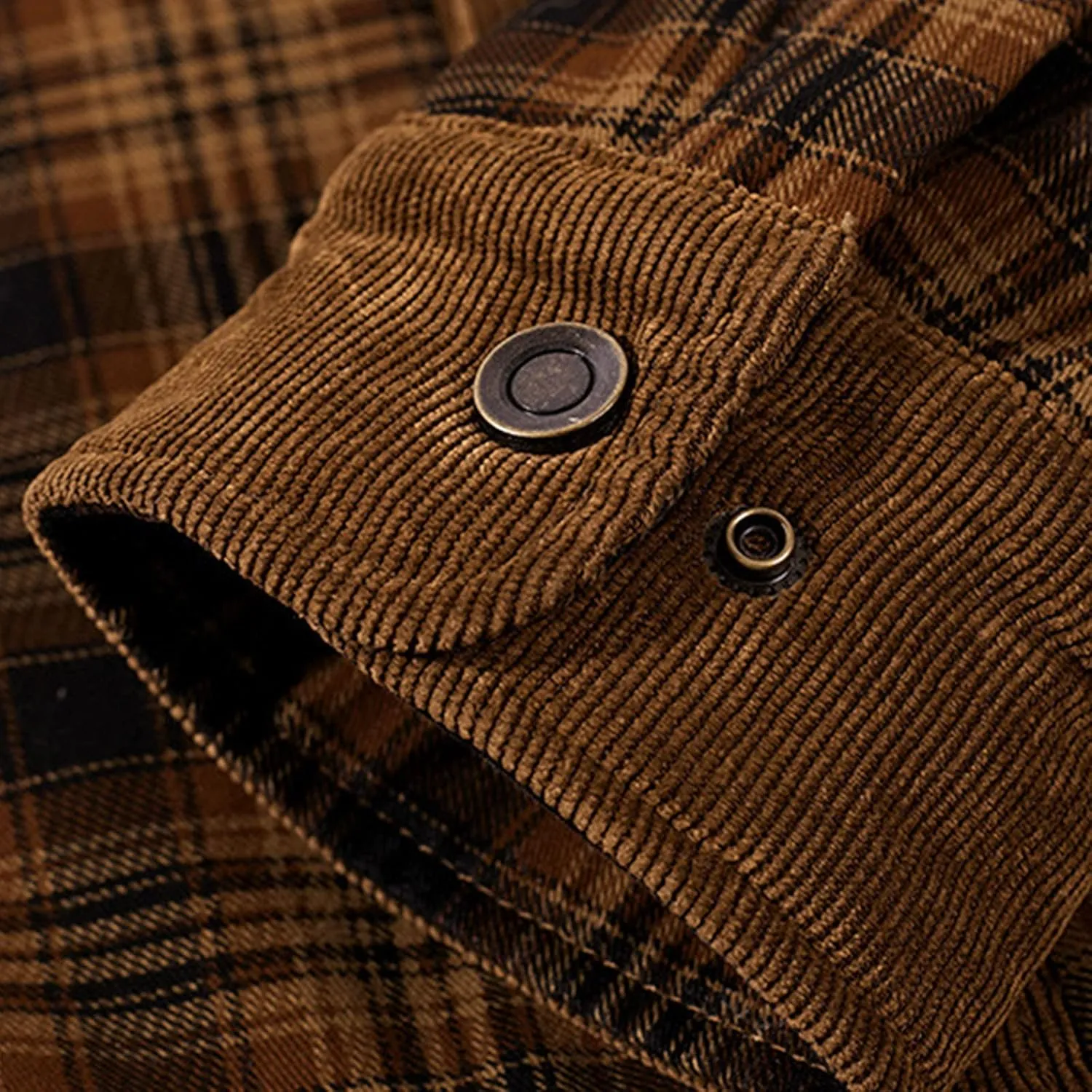 LCMTWX Men's Fleece Lined Flannel Shirt Jacket Button Down Pocket Long Sleeve Shirt Patchwork Jacket Casual Long Sleeve
