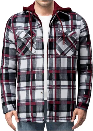 LCMTWX Men's Fleece Lined Flannel Shirt Jacket Button Down Pocket Long Sleeve Shirt Patchwork Jacket Casual Long Sleeve