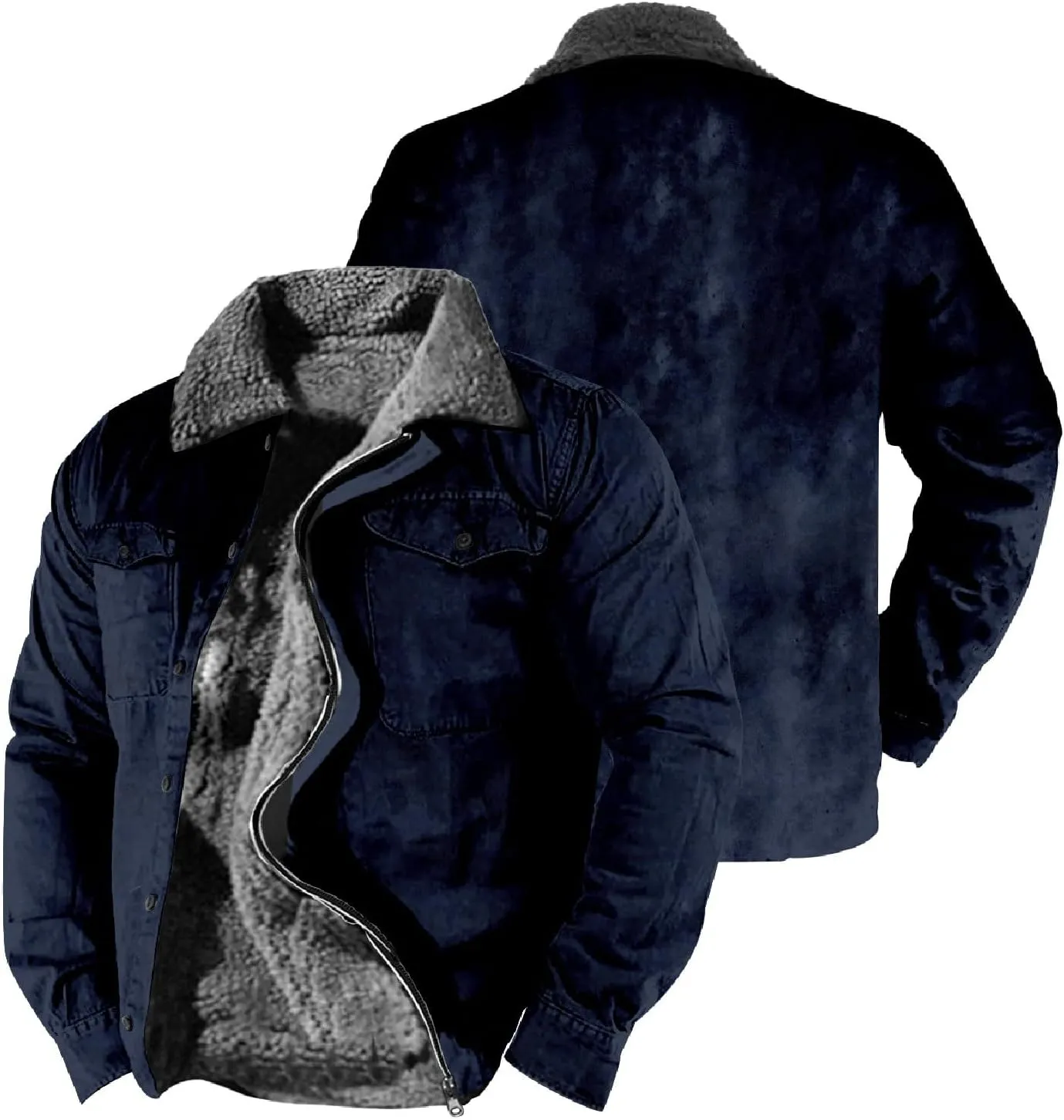 LCMTWX Mens Plaid Flannel Jacket Plaid Print Lapel Button Down Pocket Long Sleeve Shirt Patchwork Jacket Thickened ​Coat