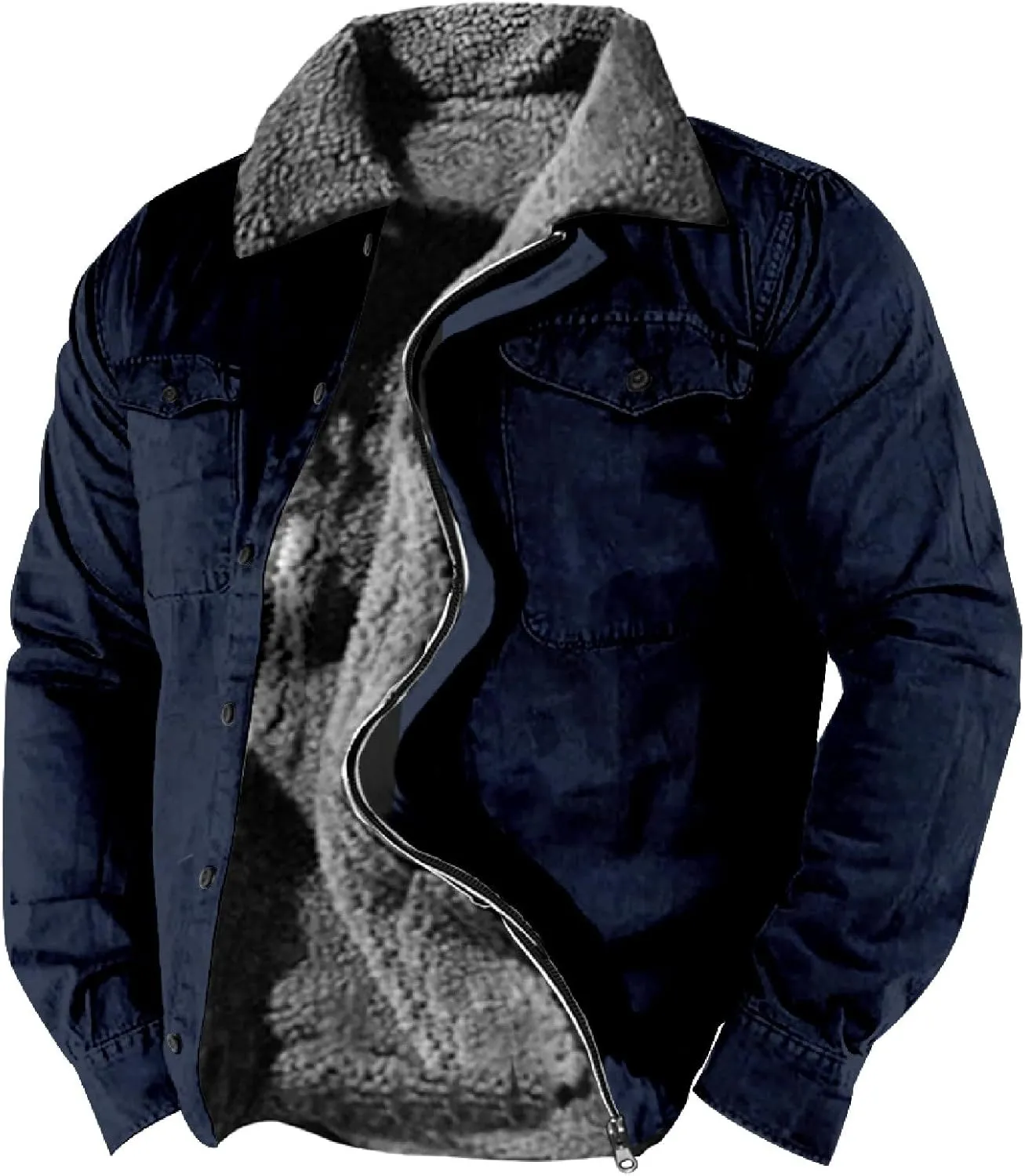 LCMTWX Mens Plaid Flannel Jacket Plaid Print Lapel Button Down Pocket Long Sleeve Shirt Patchwork Jacket Thickened ​Coat