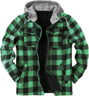 LCMTWX Mens Plaid Jacket And Autumn Retro Print Hooded Zipper Pocket Long Sleeve Shirt Patchwork Jacket Casual Long Sherpa