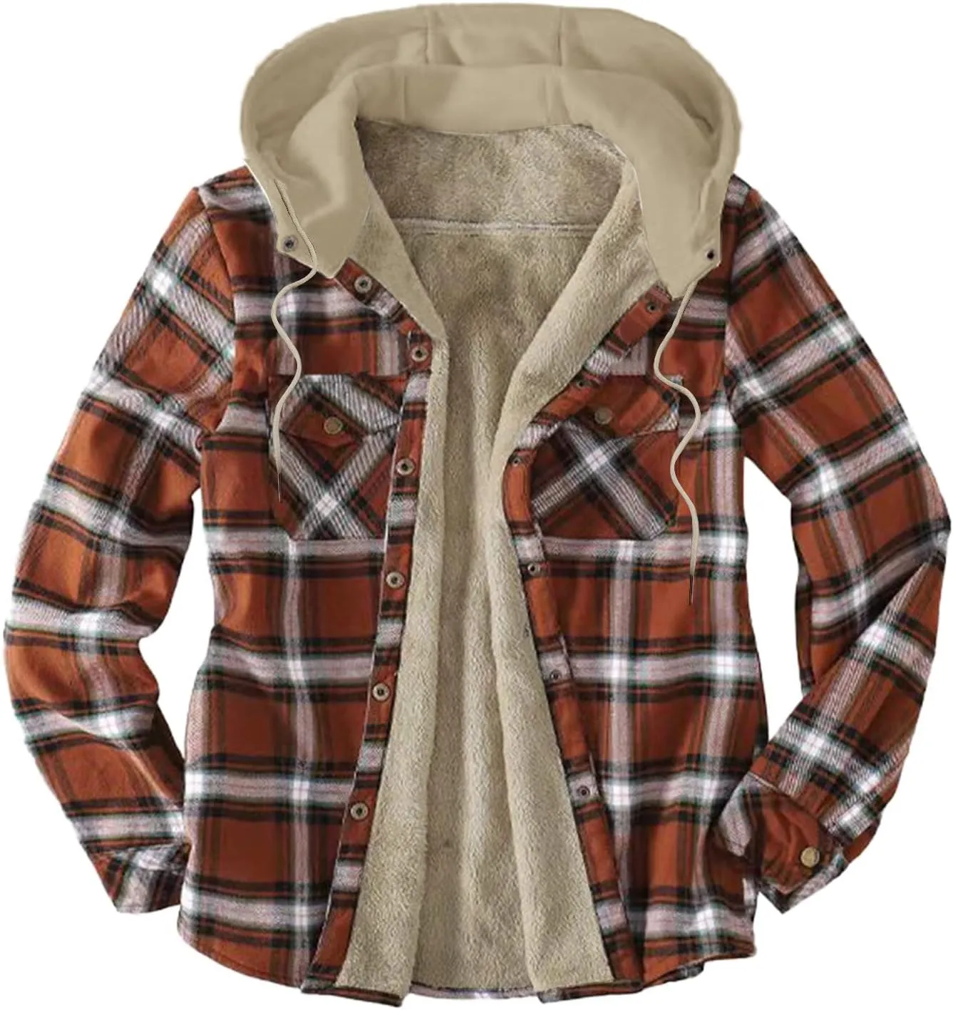 LCMTWX Mens Plaid Jacket And Winter Boho Print Hooded Zipper Pocket Long Sleeve Shirt Patchwork Casual Loose Thicken