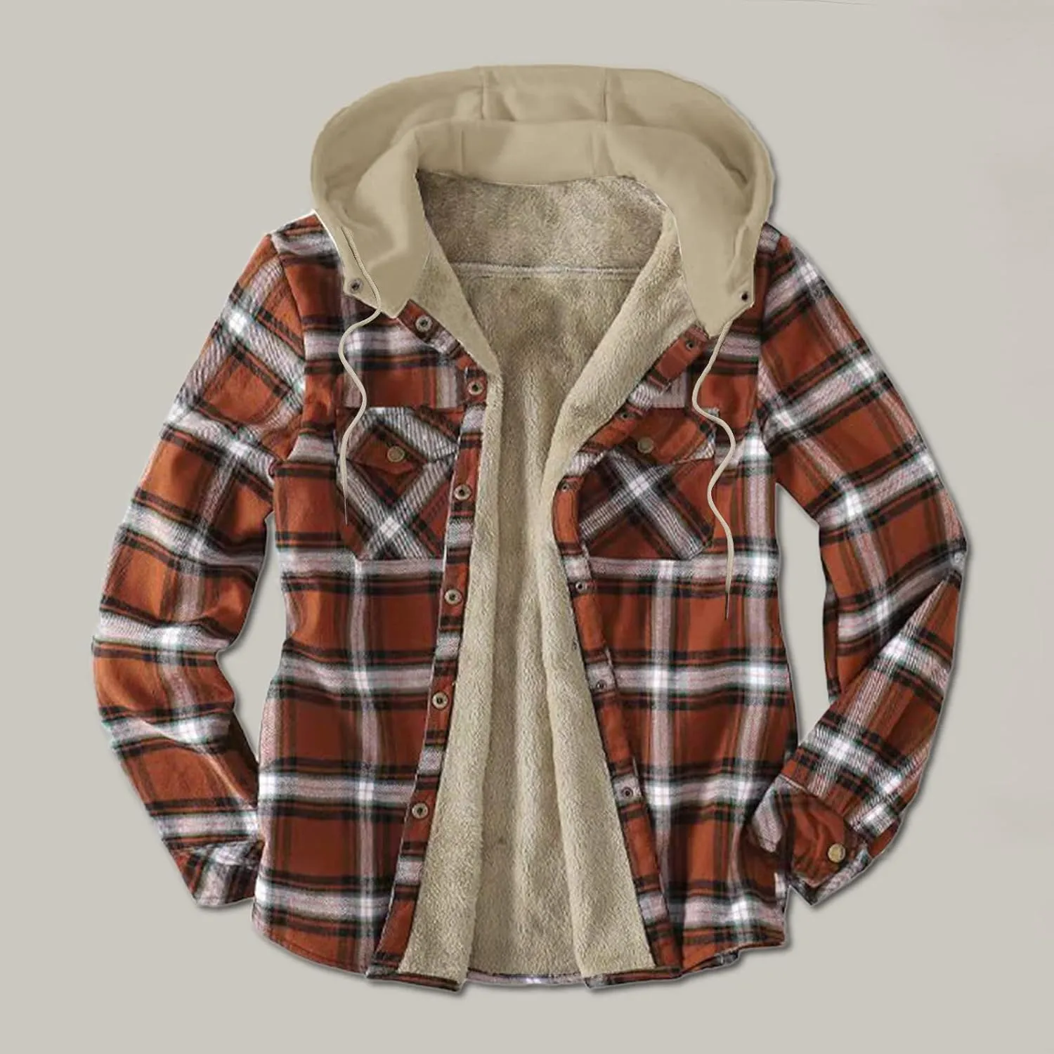 LCMTWX Mens Plaid Jacket And Winter Boho Print Hooded Zipper Pocket Long Sleeve Shirt Patchwork Casual Loose Thicken