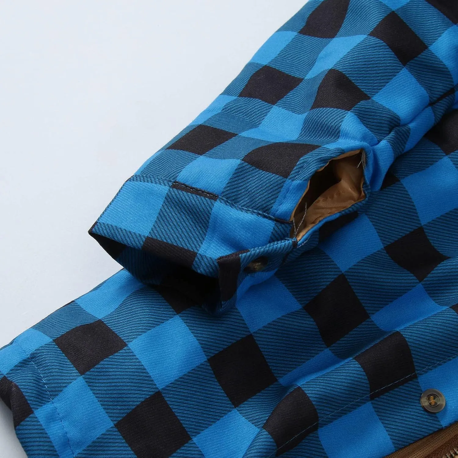 LCMTWX Mens Plaid Jacket Casual Plaid Print Hooded Zipper Pocket Long Sleeve Shirt Patchwork Jacket Loose Thickened ​Coat