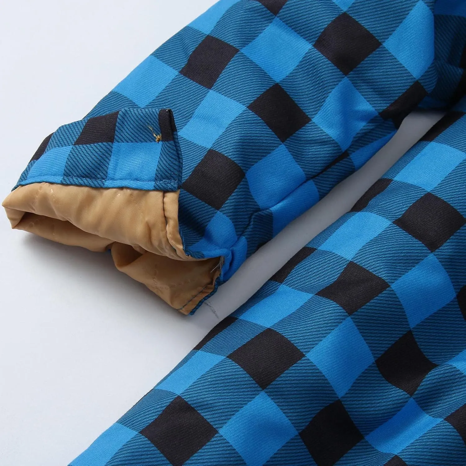 LCMTWX Mens Plaid Jacket Casual Plaid Print Hooded Zipper Pocket Long Sleeve Shirt Patchwork Jacket Loose Thickened ​Coat
